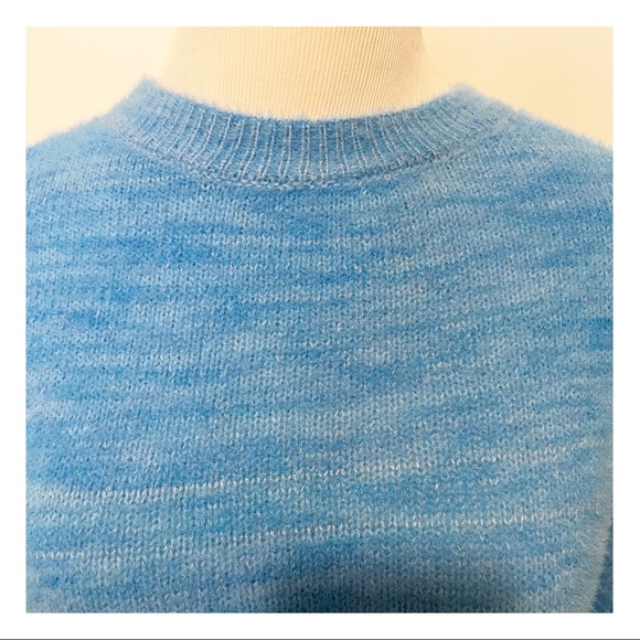 Cropped Fuzzy Blue Sweater, Size Small - Picture 2 of 4